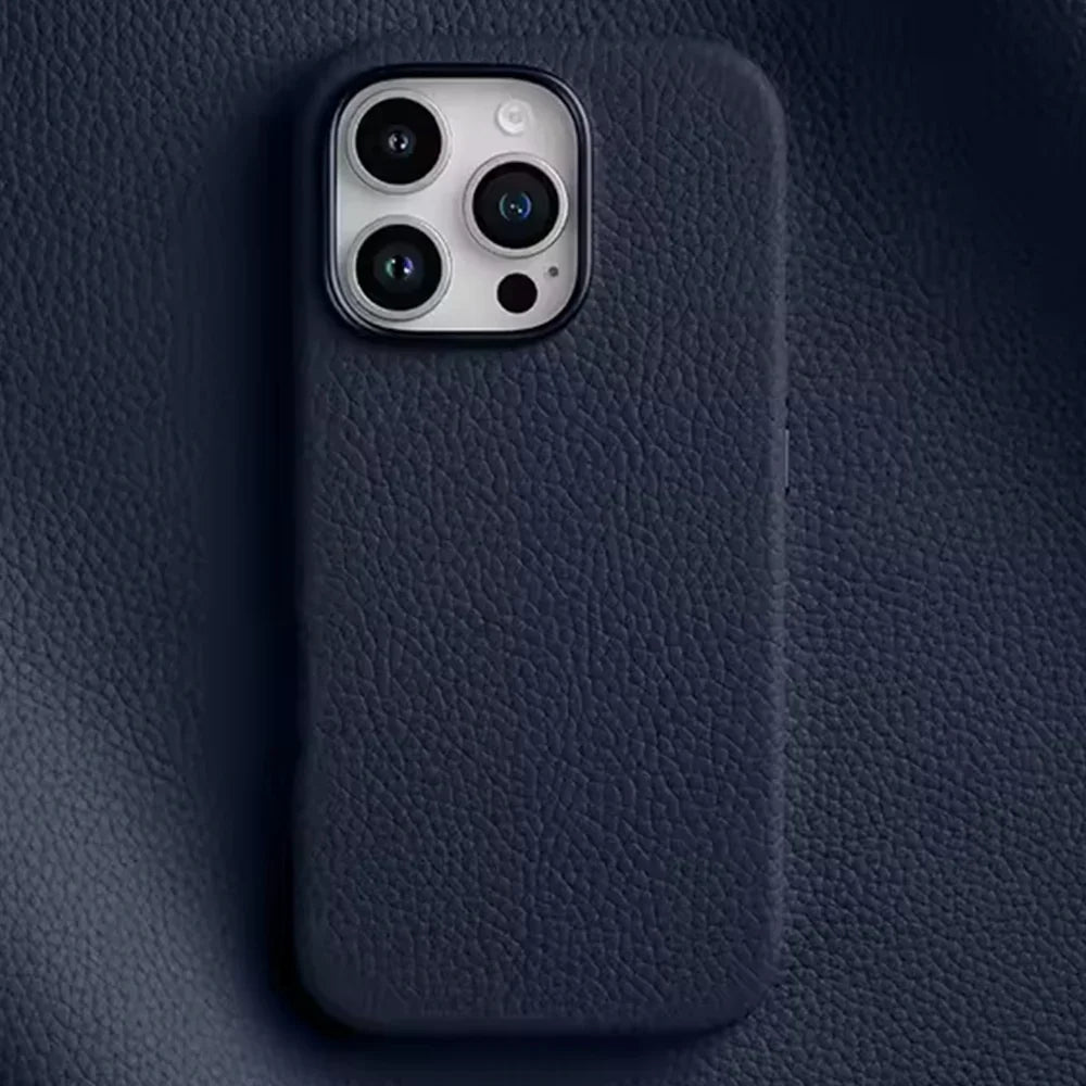 iPhone 16 Pro Max Melkco Origin Paris Premium Leather Magsafe Cover - Navy Blue - Tashqila iPhone 16 Pro Max Melkco Origin Paris Premium Leather Magsafe Cover - Navy Blue - Tashqila